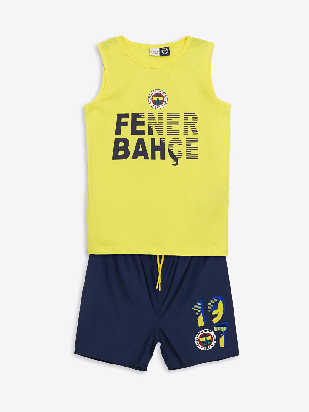 LCW Kids Sari Bisiklet Yaka Fenerbahçe Baskılı Erkek Çocuk Atlet ve Deniz Şortu