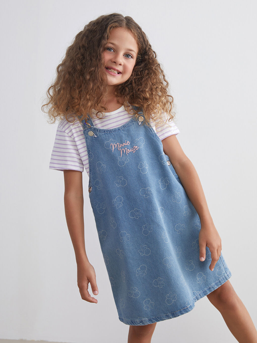 Robe en jean brodée Minnie Mouse pour Filles-1