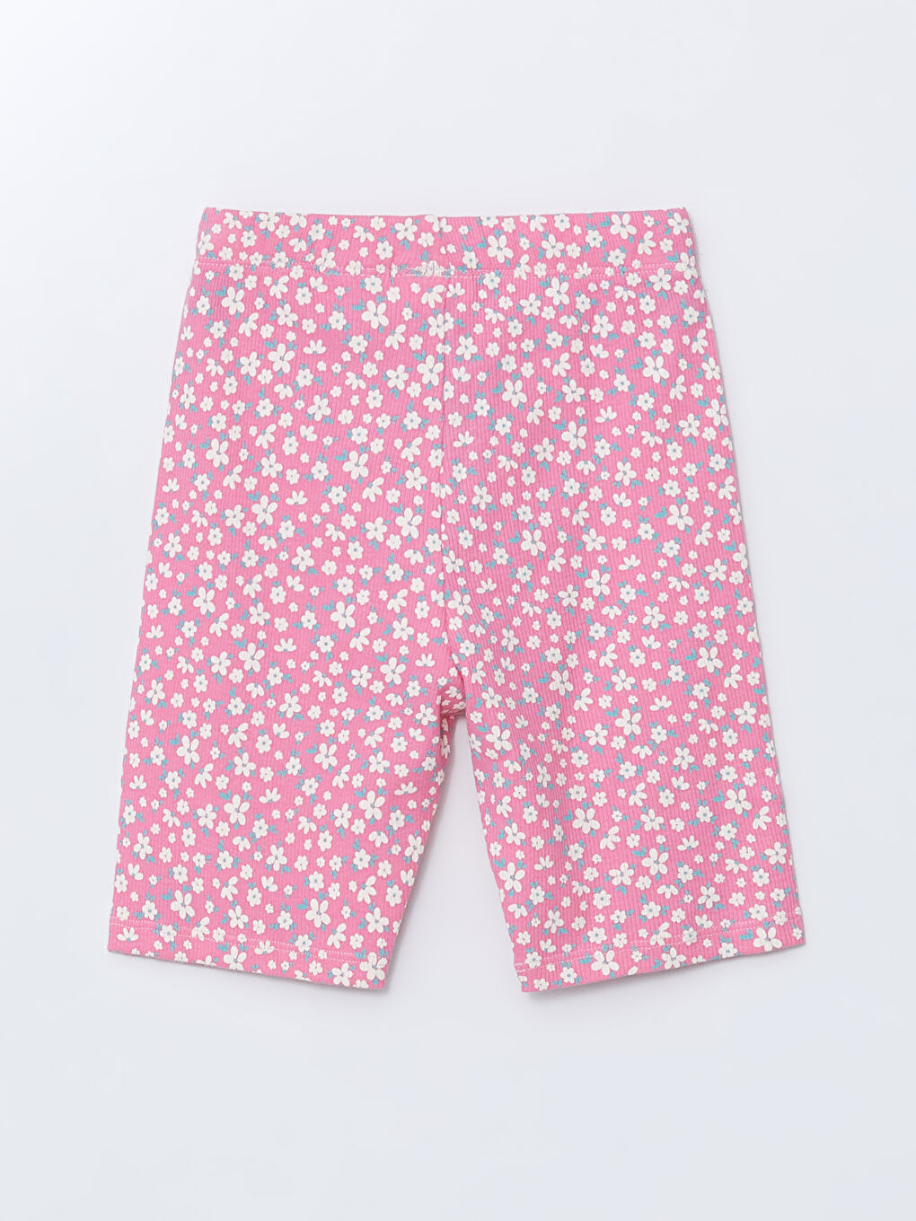 Pembe Beli Lastikli Çiçekli Kız Çocuk Tayt-1