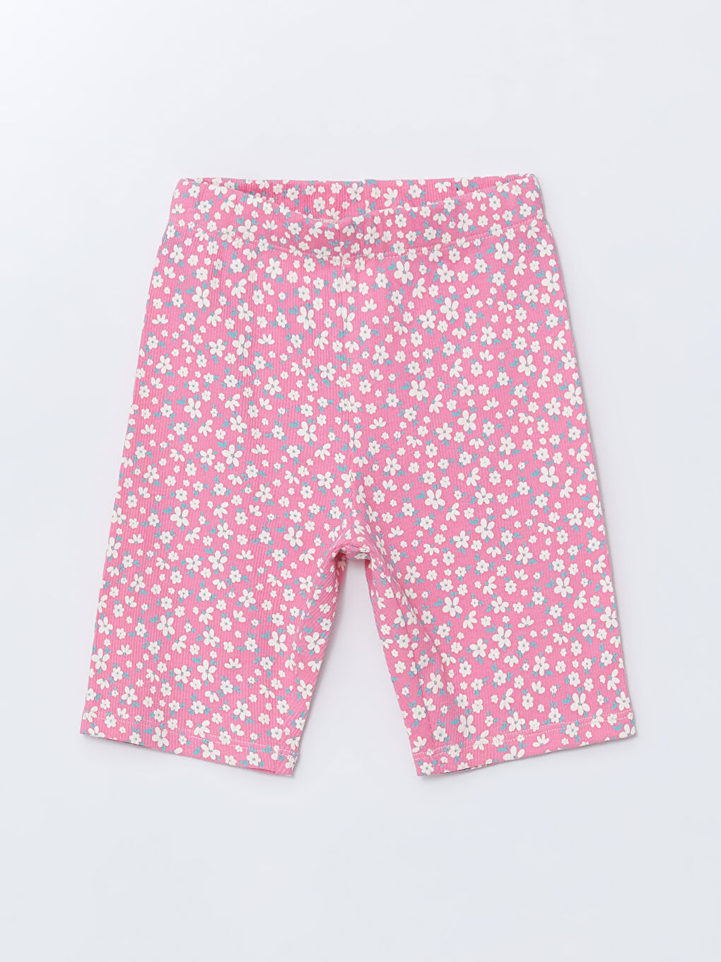 Pembe Beli Lastikli Çiçekli Kız Çocuk Tayt