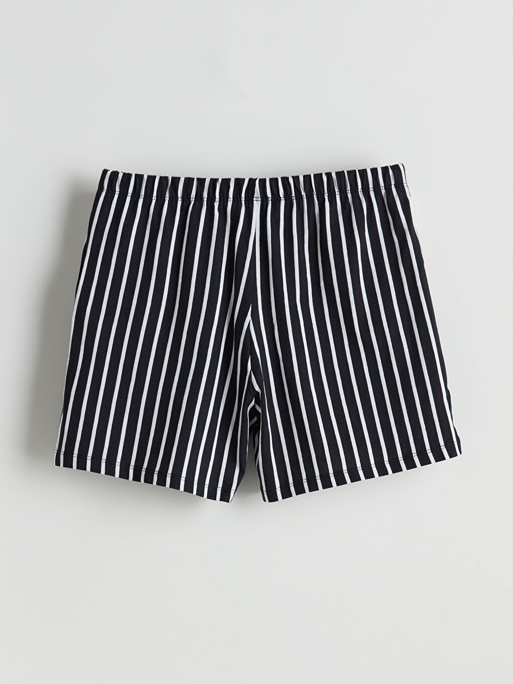 LCW Young Siyah Beli Lastikli Çizgili Kadın Şort Pijama Altı - 5