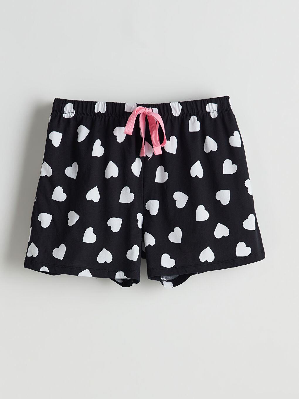 Siyah Beli Lastikli Desenli Kadın Şort Pijama Altı-4