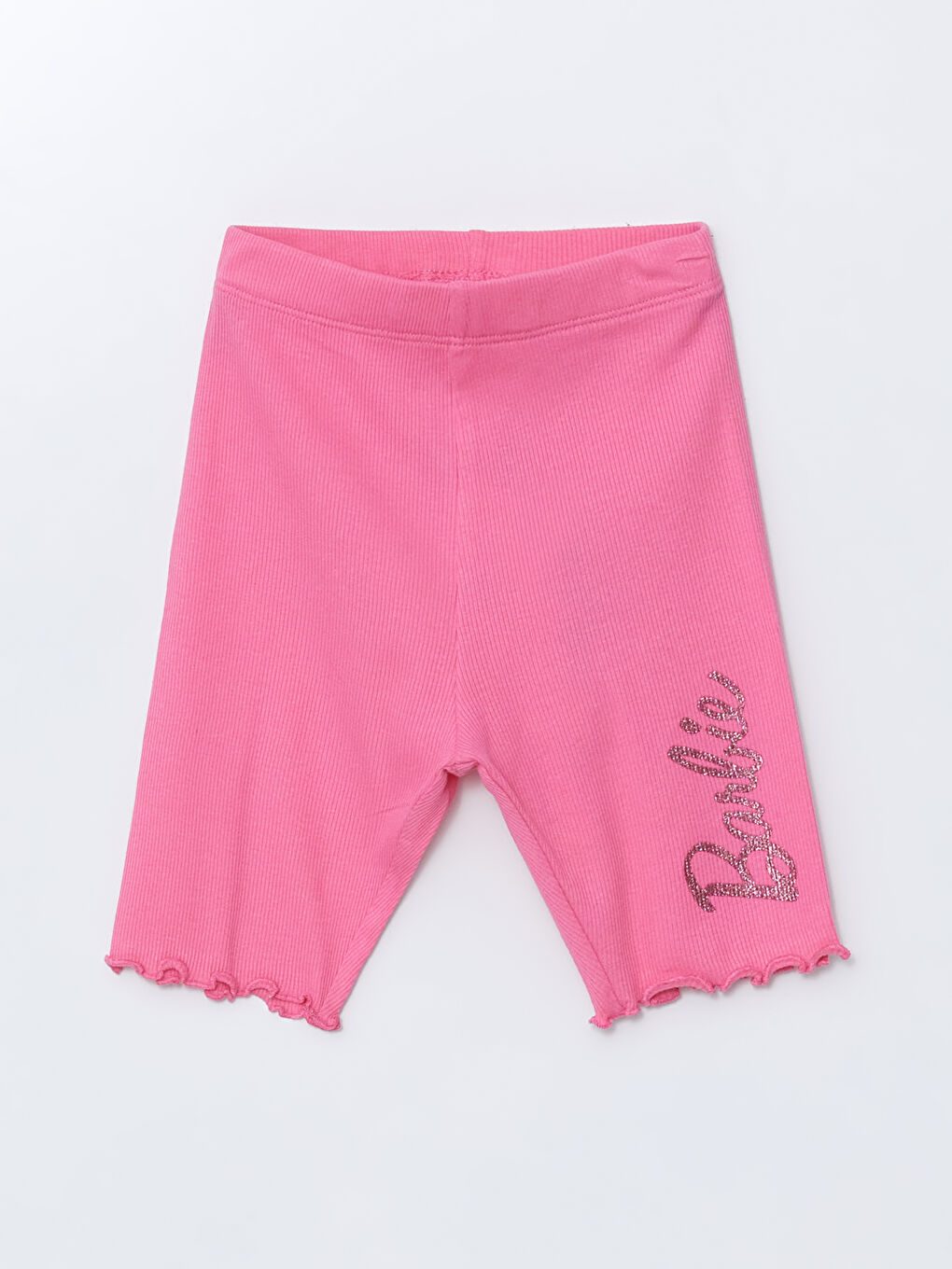 Pembe Beli Lastikli Barbie Baskılı Kız Çocuk Tayt