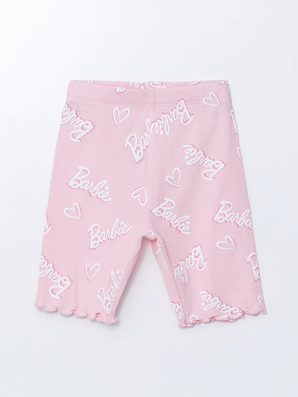 Pembe Beli Lastikli Barbie Baskılı Kız Çocuk Tayt