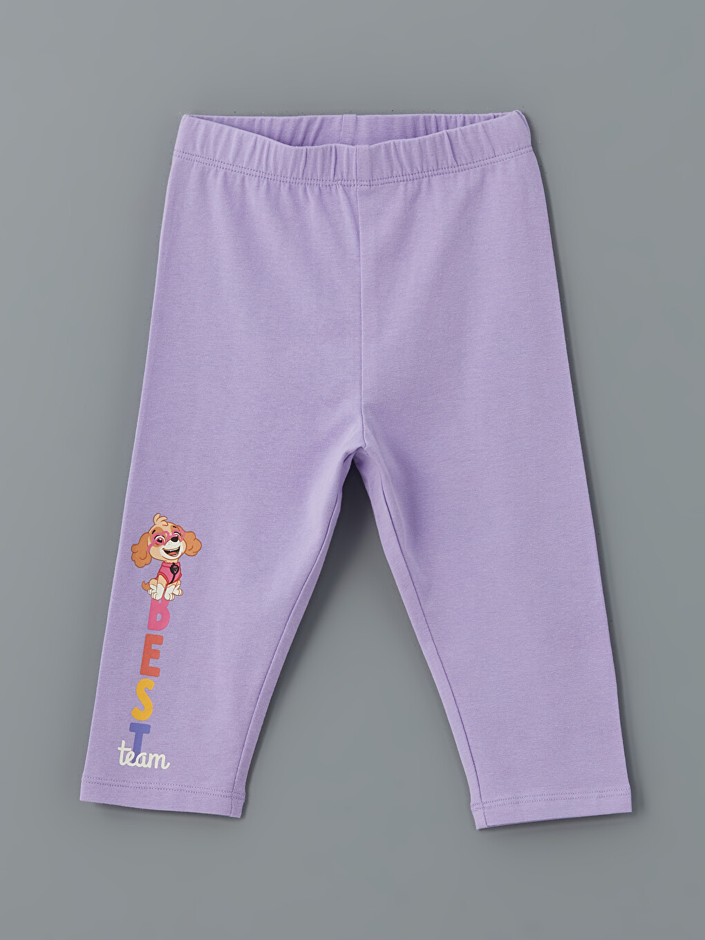 Lila Beli Lastikli Paw Patrol Baskılı Kız Çocuk Tayt