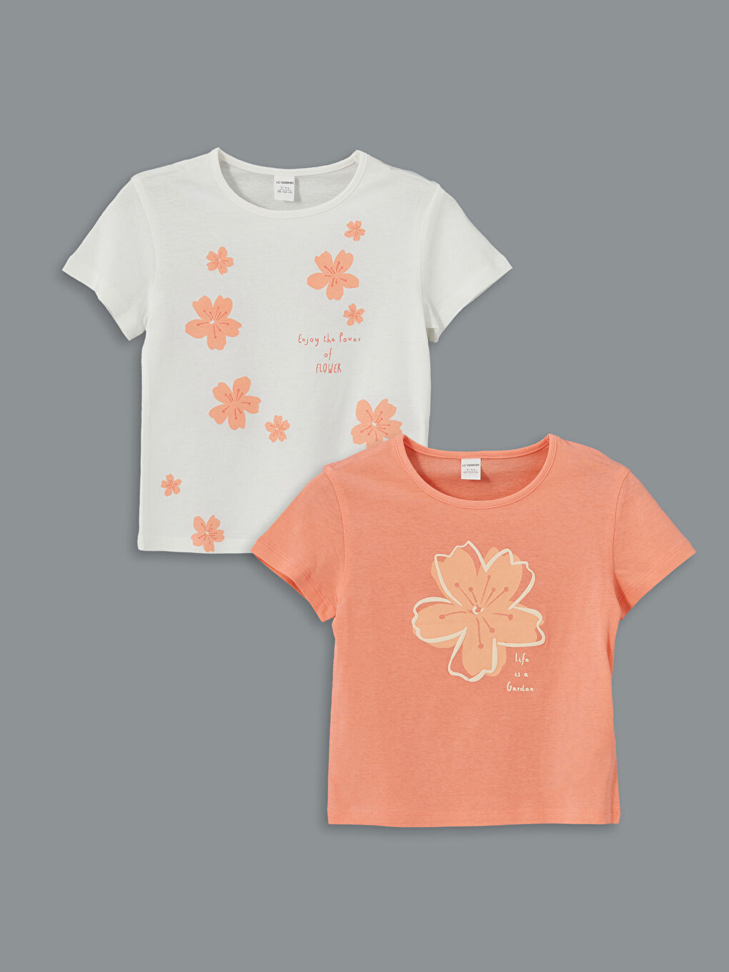 Crew Neck Floral Girls T-Shirt 2-Pack -S5DR89Z1-R9J