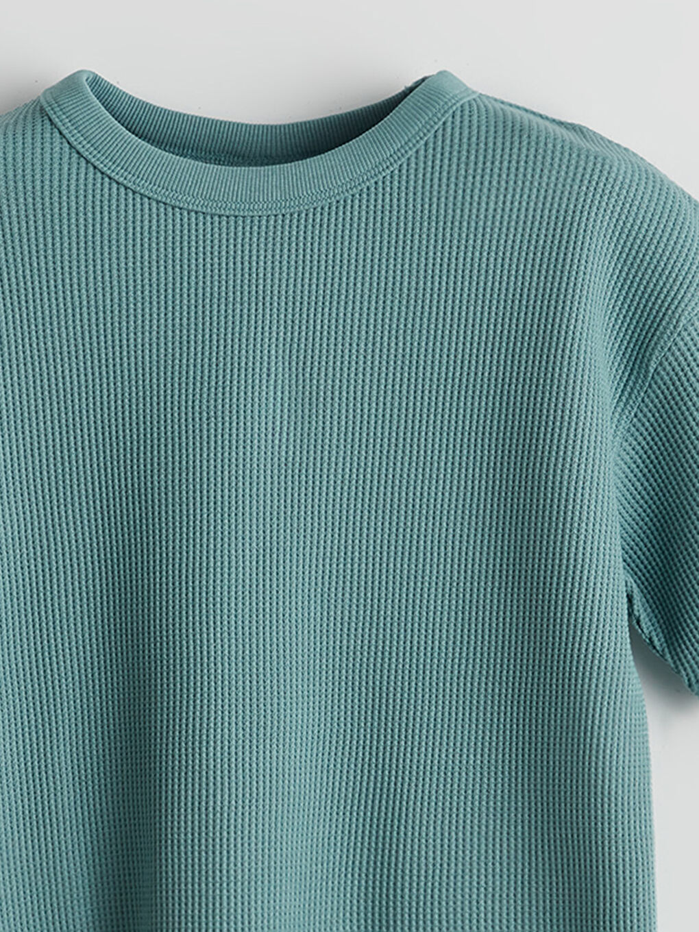Crew Neck Textured Boys' T-Shirt and Shorts -S5DR96Z4-GP4