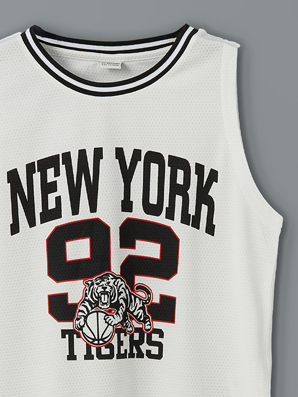 Beyaz Bisiklet Yaka New York Baskılı Erkek Çocuk Atlet-2