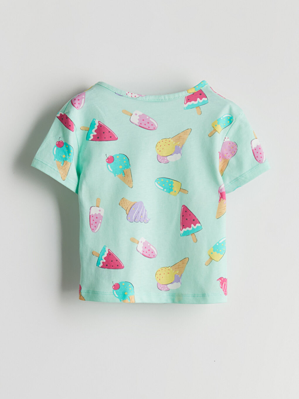 Yeşil Dondurma Baskılı Kız Çocuk Tişört-2
