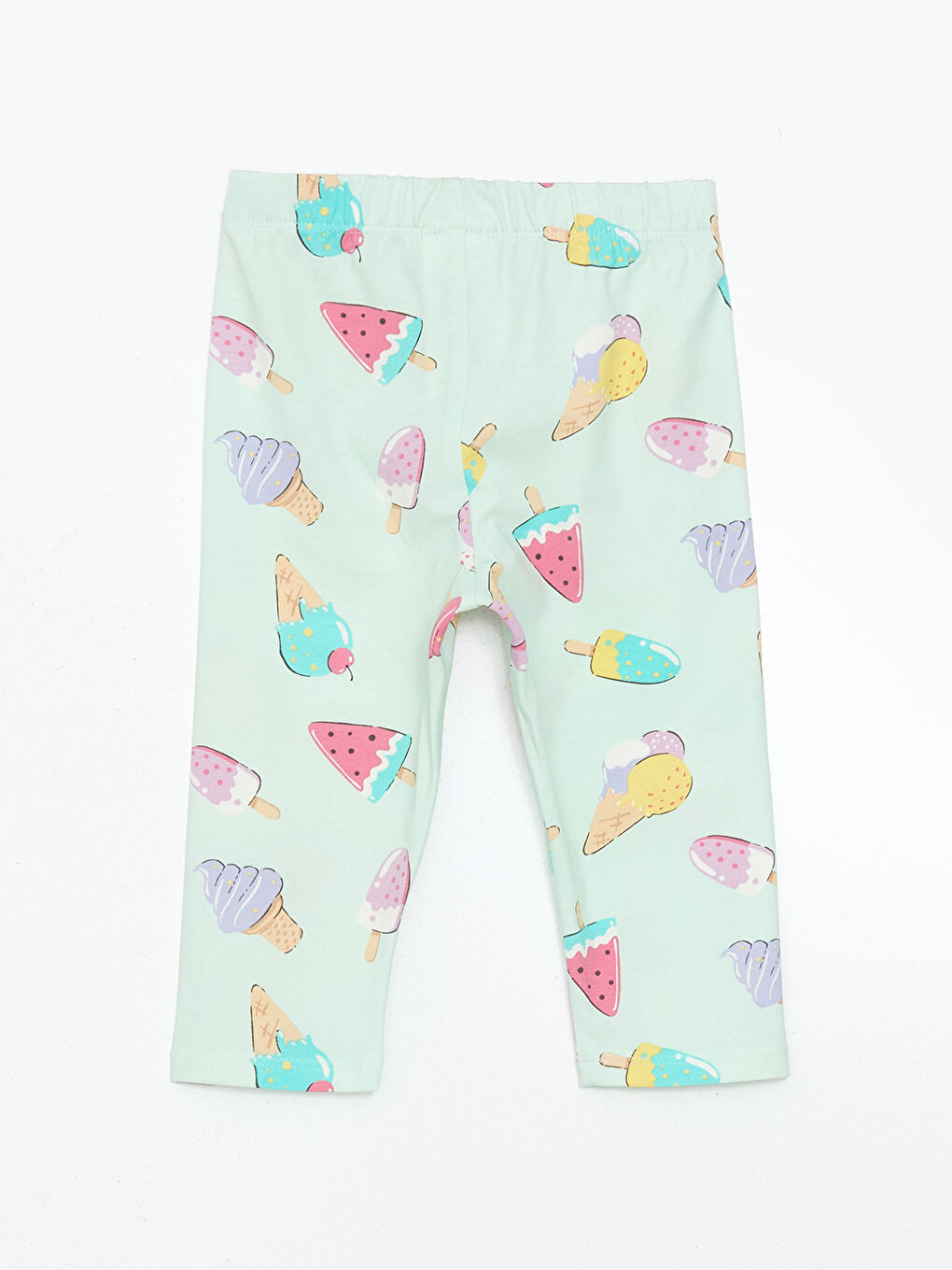 Yeşil Beli Lastikli Baskılı Kız Çocuk Tayt-1