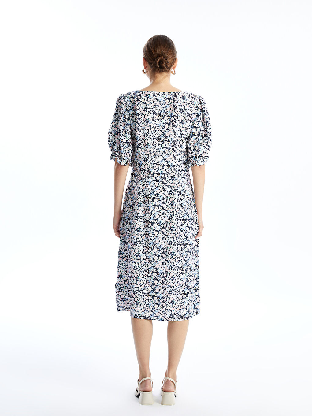 Square Collar Floral Women's Dress -S5DS57Z8-F9C