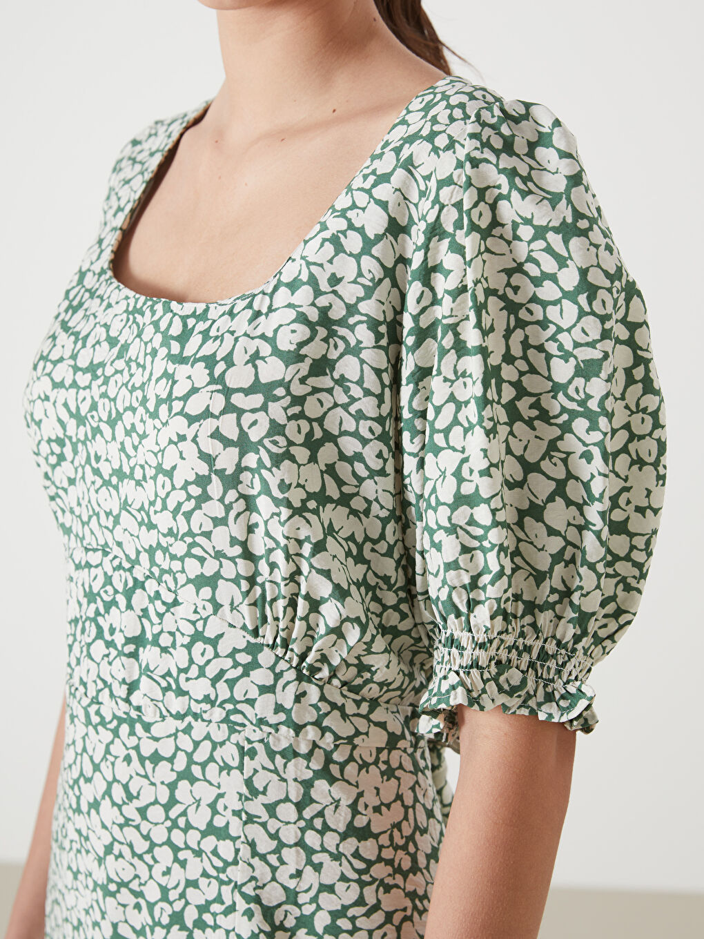 Square Collar Floral Women's Dress -S5DS57Z8-LRR