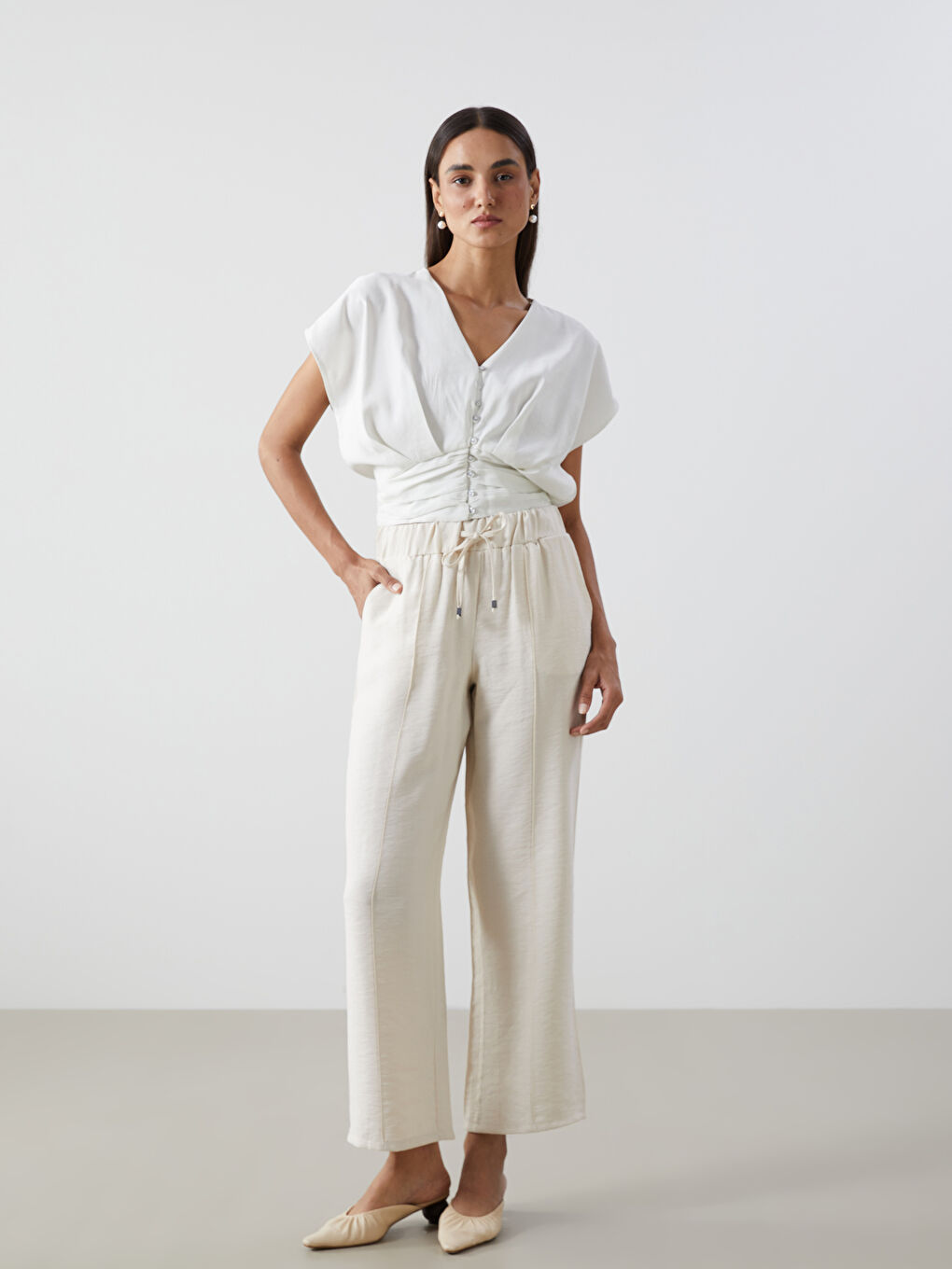 Elastic Waist Women'S Pants -S5DS65Z8-GD0