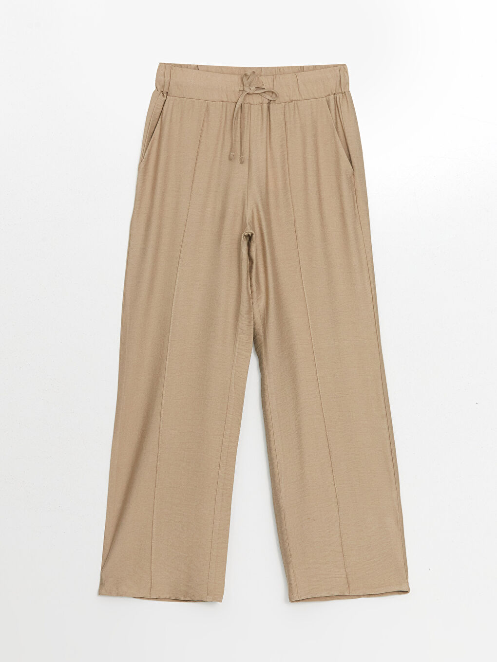Elastic Waist Textured Wide Leg Women's Trousers -S5DS65Z8-GD0