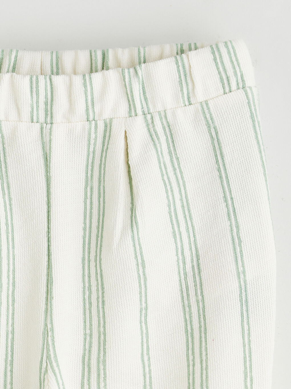 Ekru Beli Lastikli Çizgili Erkek Bebek Jogger Pantolon-1