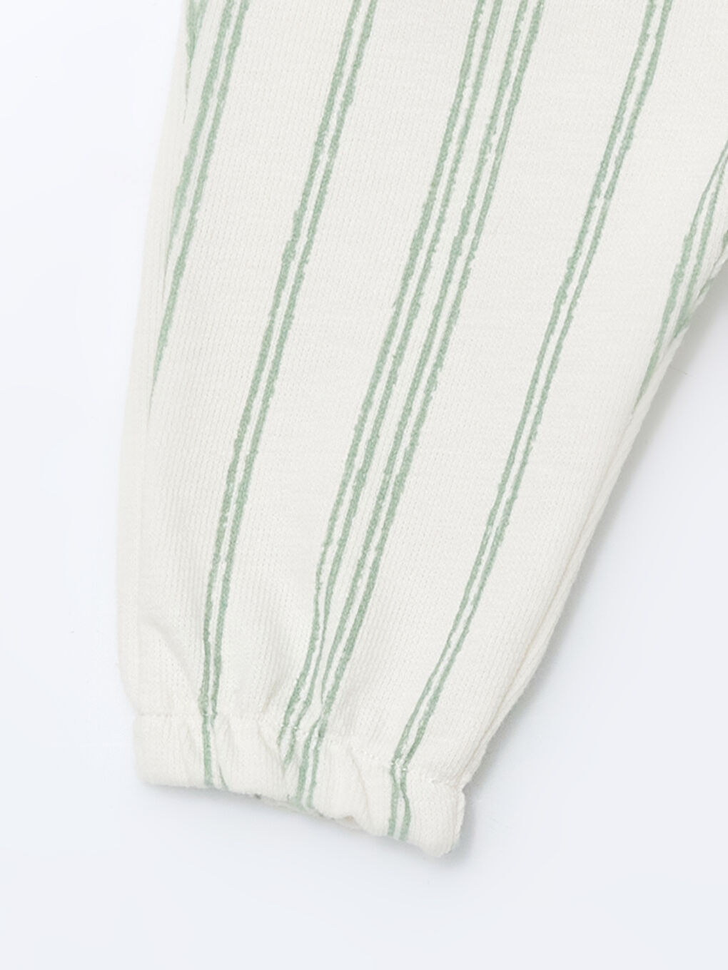 Ekru Beli Lastikli Çizgili Erkek Bebek Jogger Pantolon-2