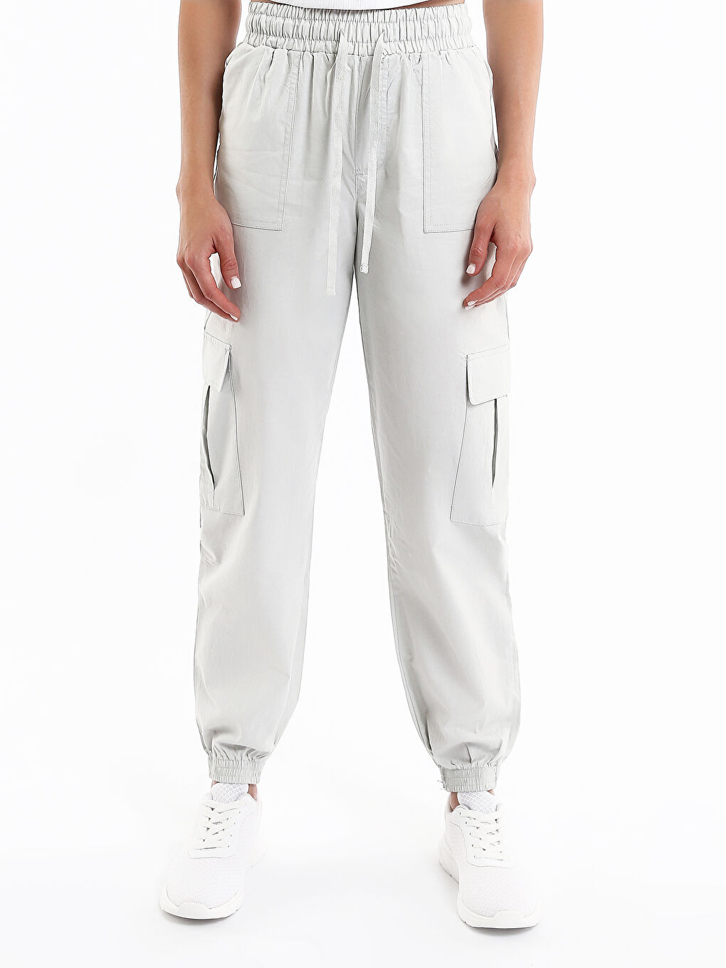 Elasticated Waist Regular Fit Women's Cargo Trousers-1