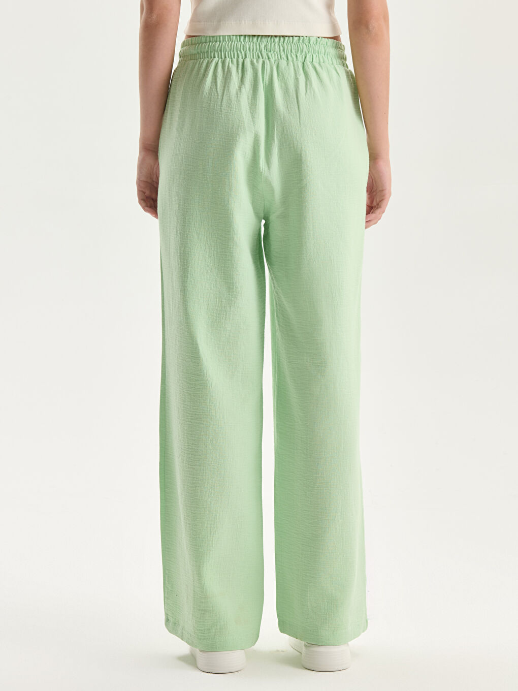 Elasticated Waist Textured Women's Trousers -S5DT38Z8-FWQ