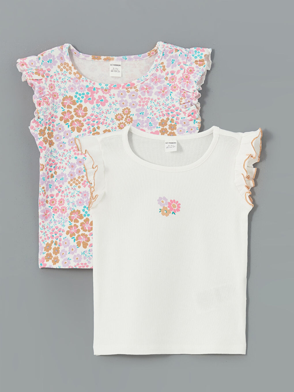 Printed Ruffle Baby Girl T-Shirt 2-Piece Set -S5DT45Z1-R9J