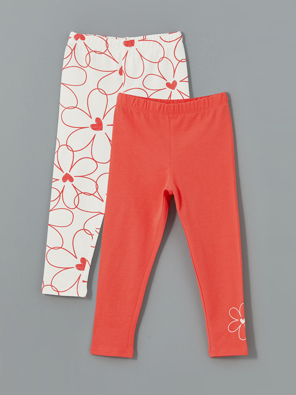 Elasticated Waist Floral Girls' Leggings 2 Pack -S5DT67Z1-LRA
