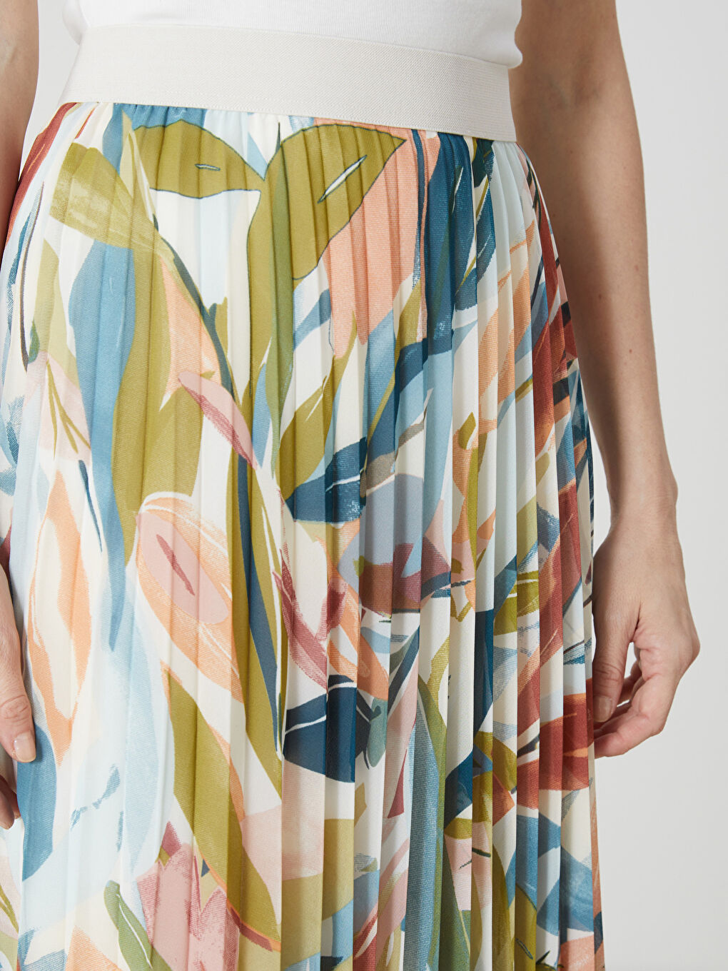 Jupe plissée en chiffon à motifs avec taille élastiquée-2