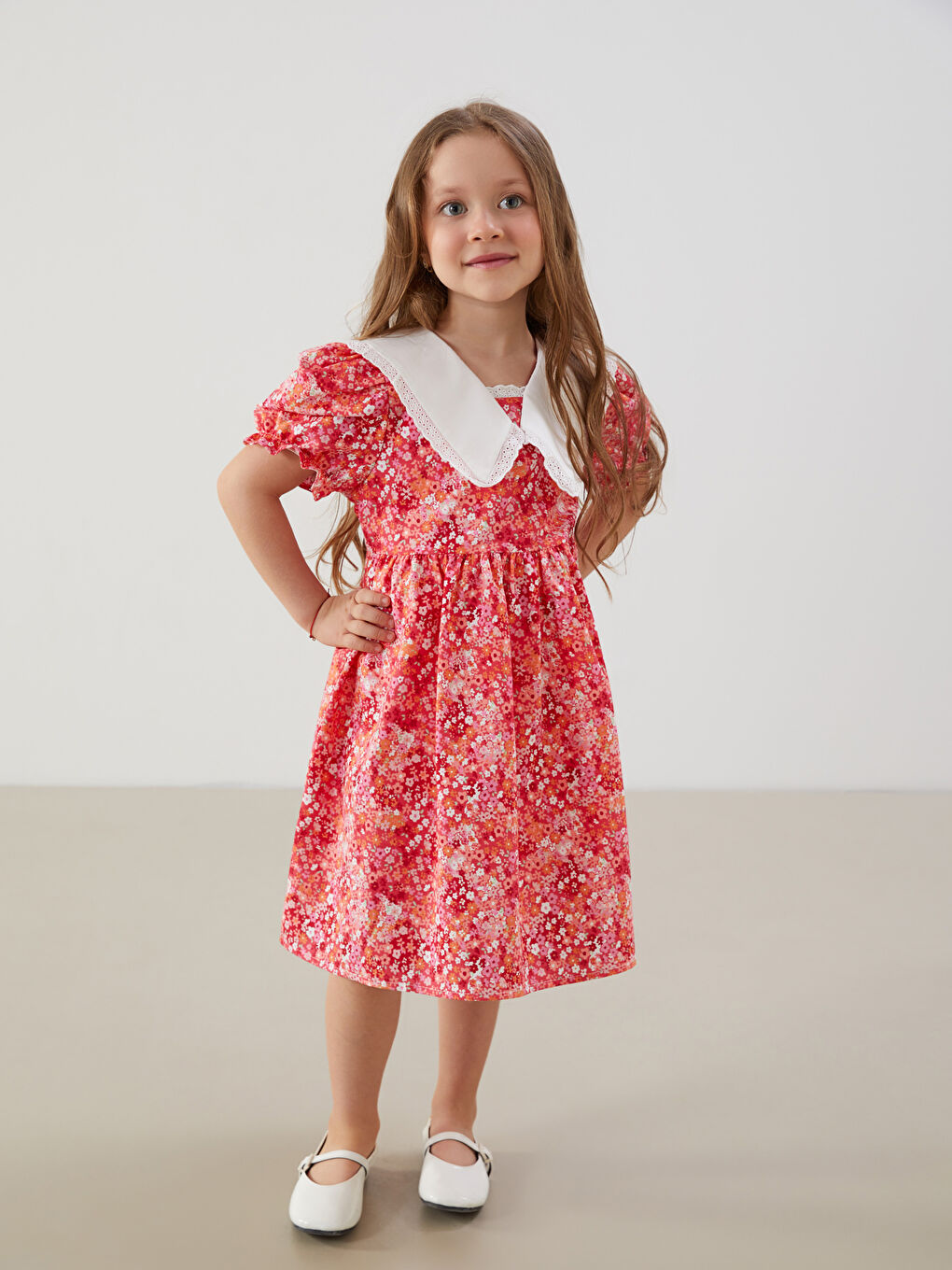 Floral Linen Blend Girl'S Dress -S5DU15Z1-LTQ