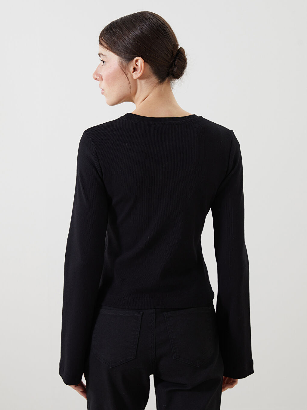 Corps Texturé à Col Rond pour Femmes-3