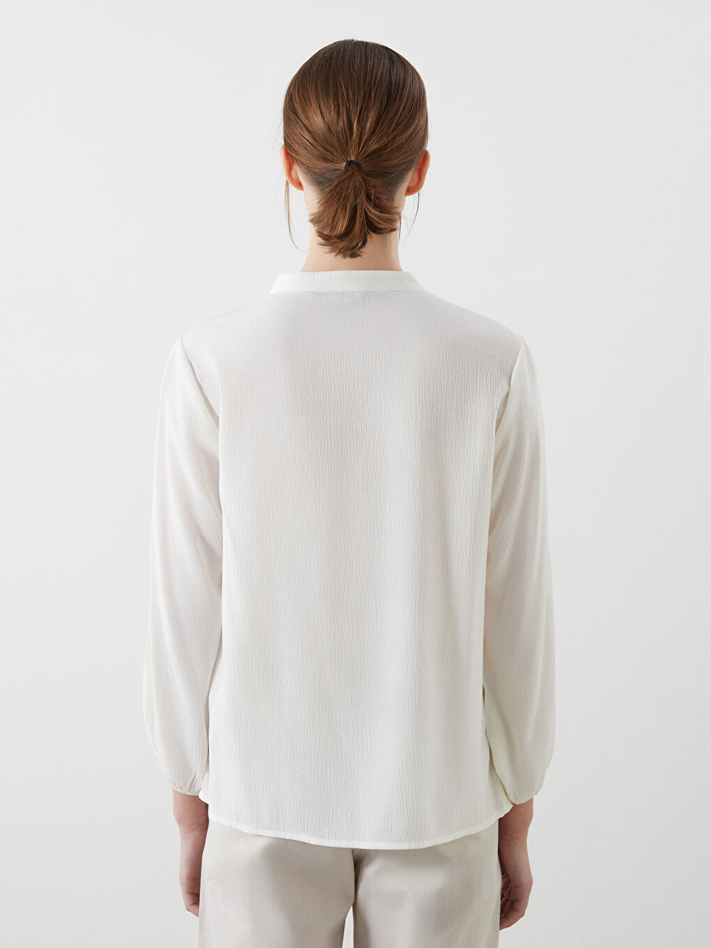 Tie Neck Textured Women's Blouse-3