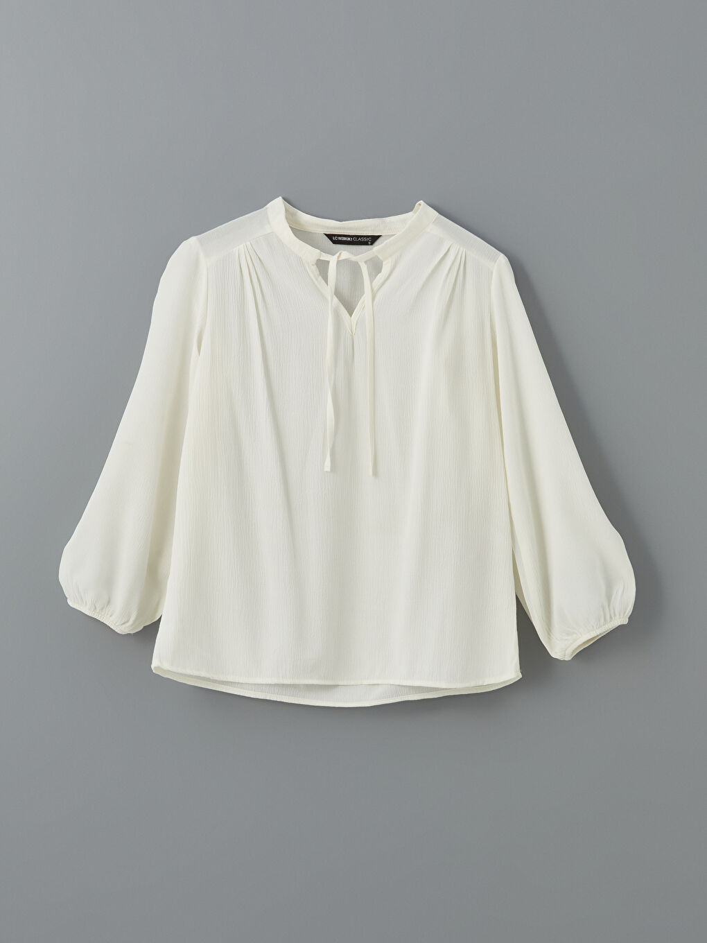 Tie Neck Textured Women's Blouse-4