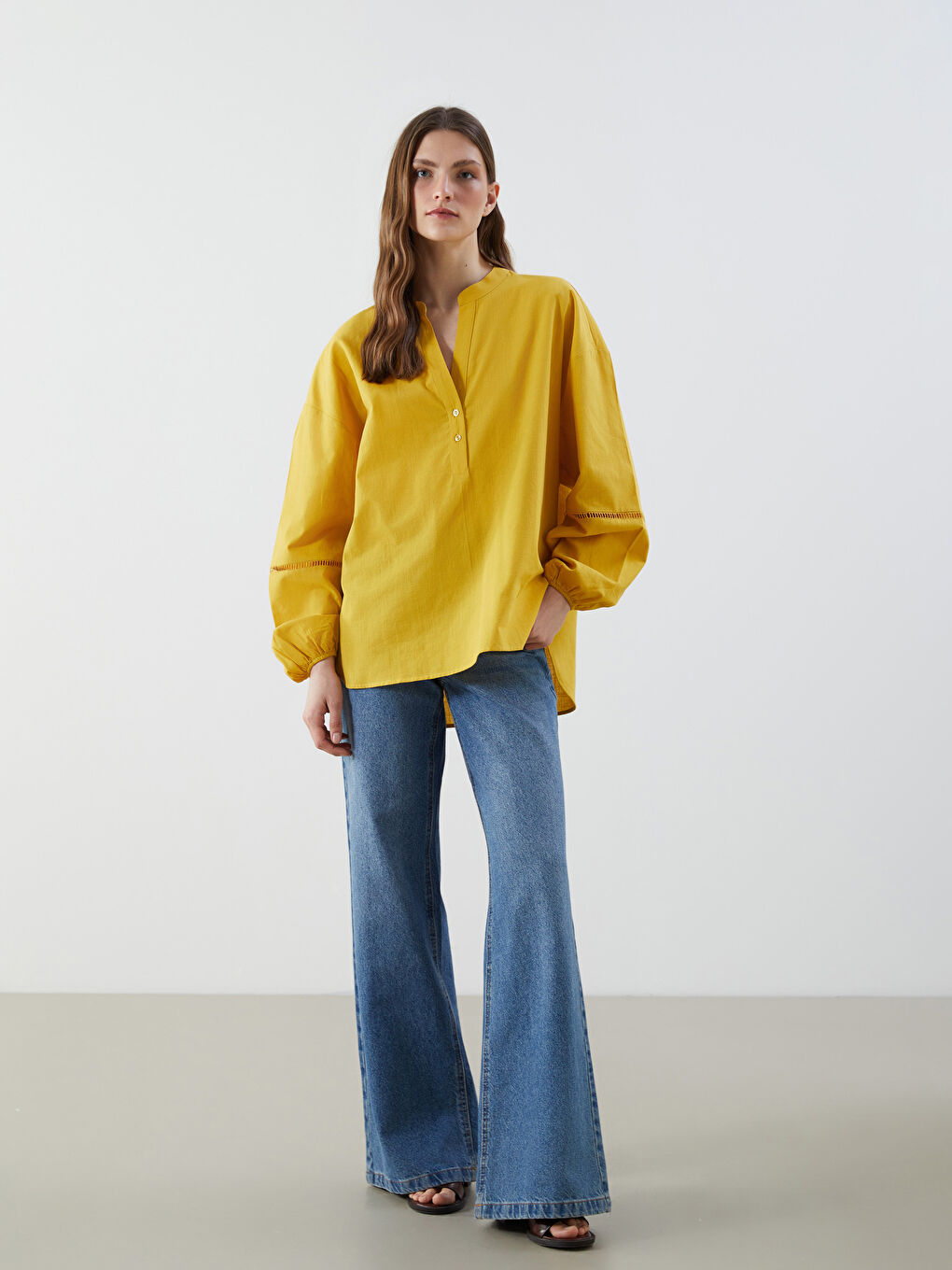 Notch Neck Oversize Women's Blouse -S5DU56Z8-FMJ