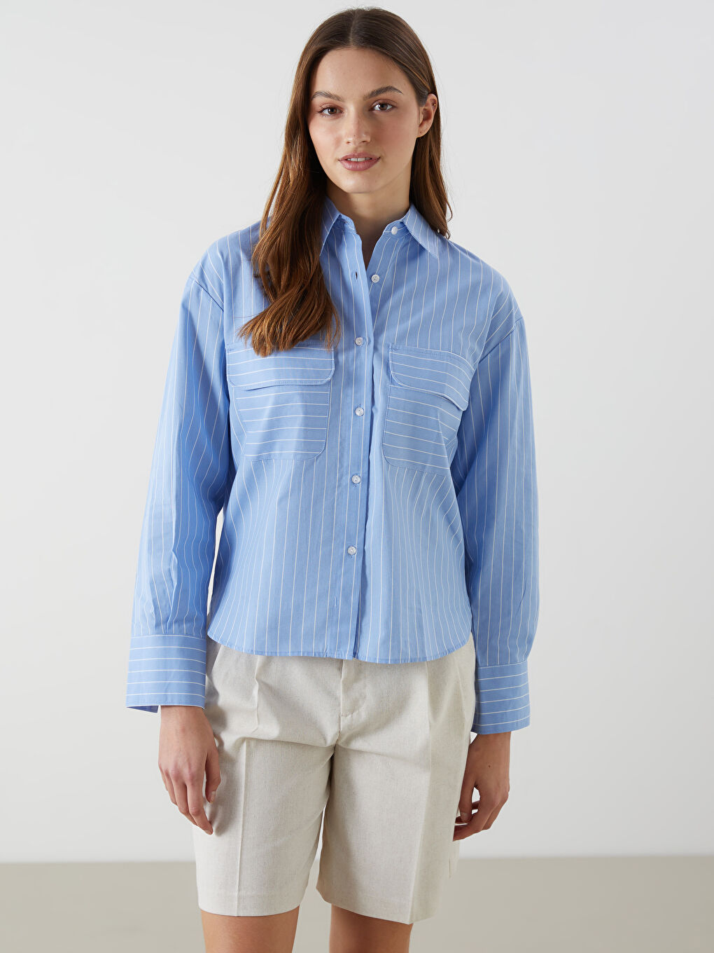 Striped Poplin Women's Shirt