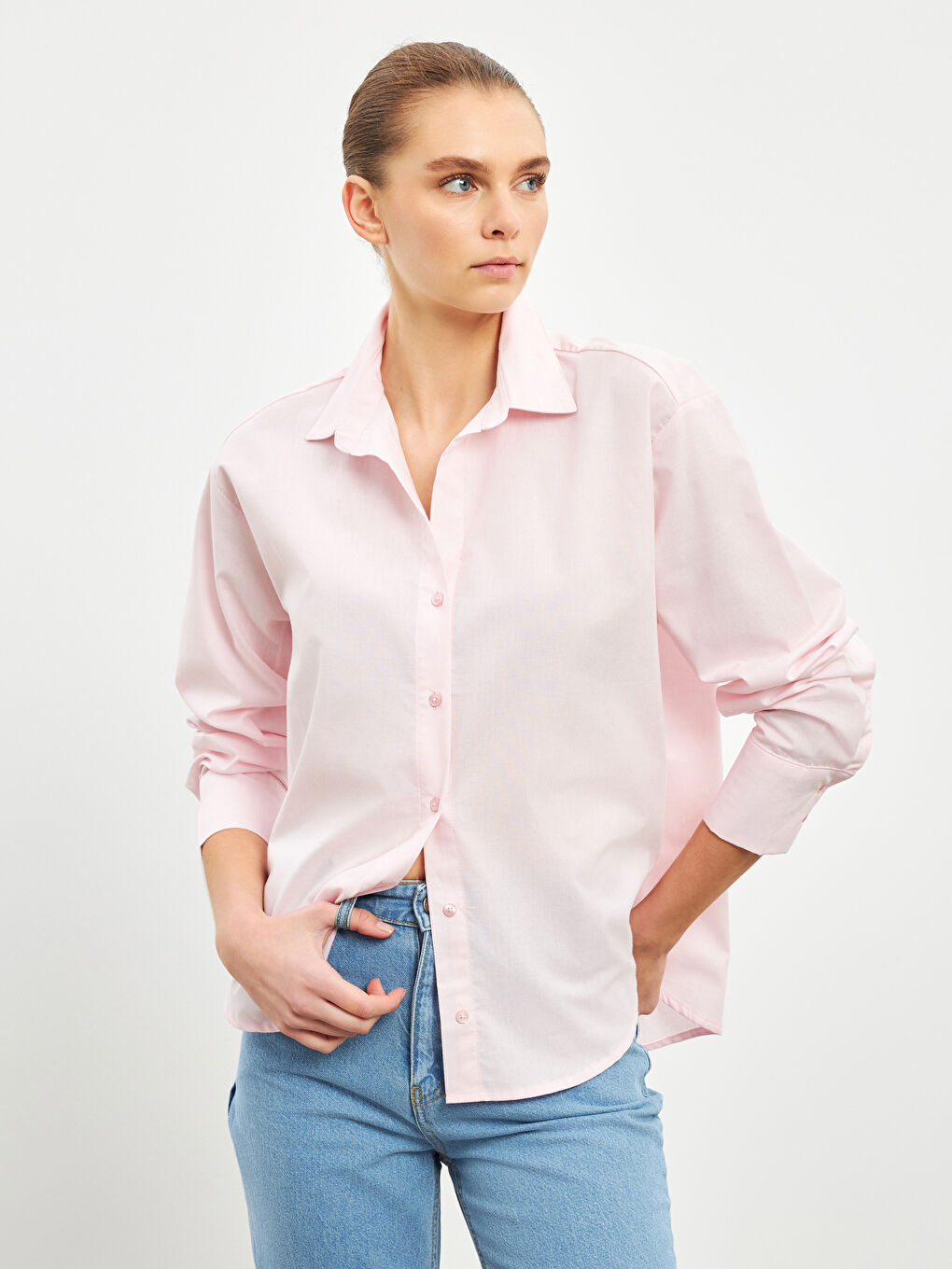 قميص بوبلين أوفراسايز للسيدات