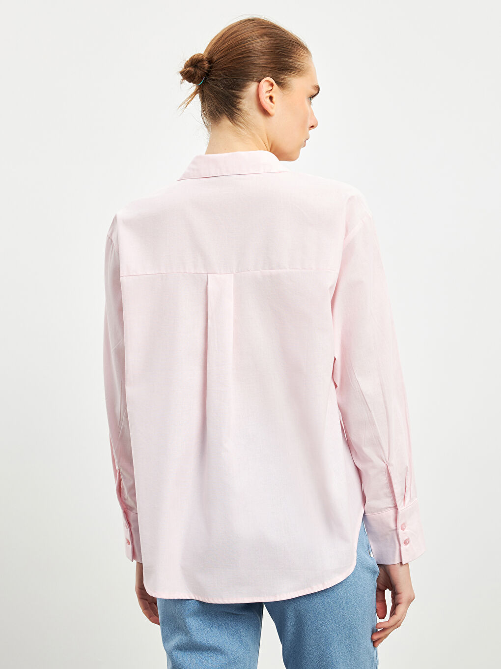 قميص بوبلين أوفراسايز للسيدات-2