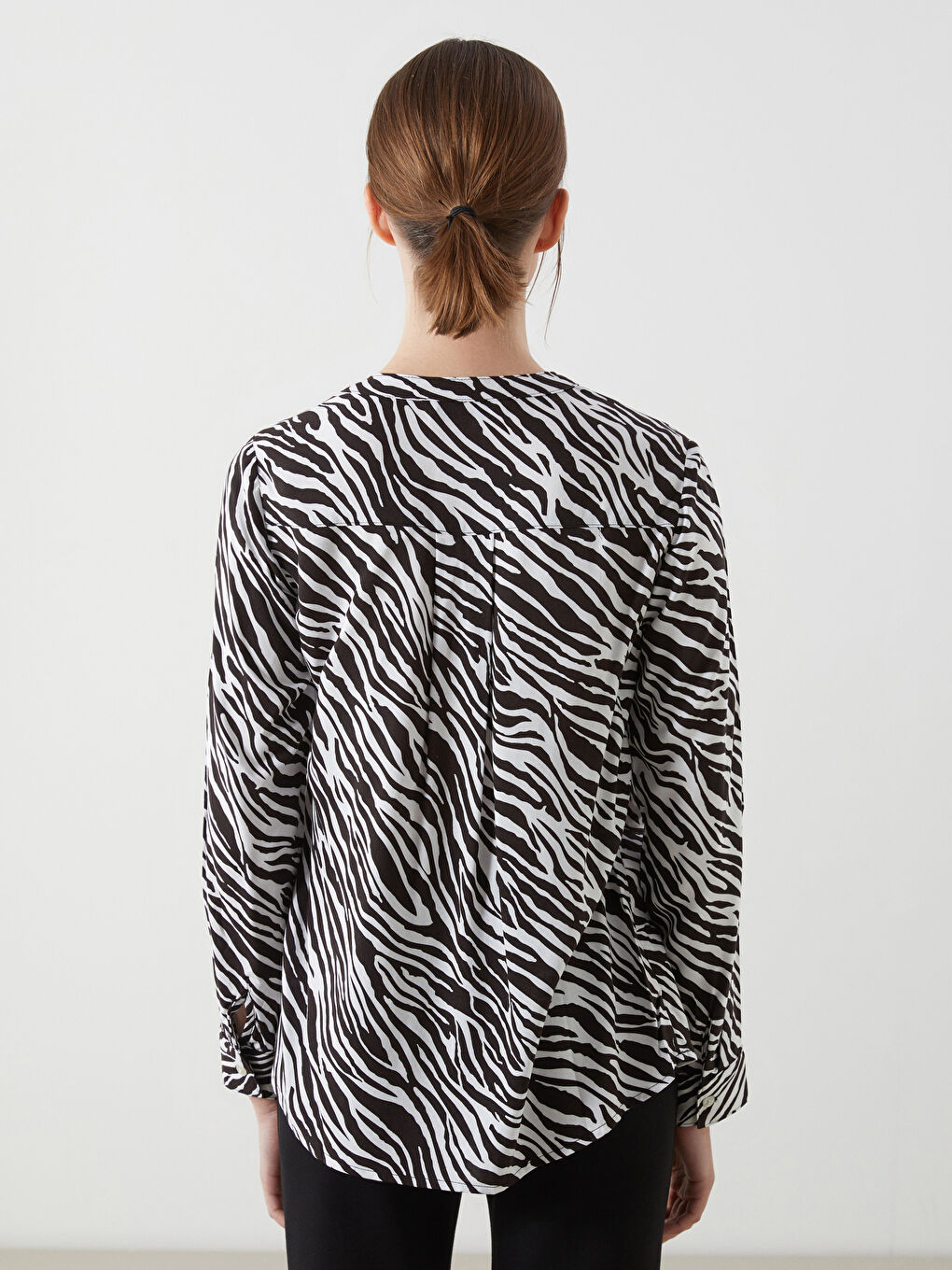 Notch Neck Patterned Women's Blouse -S5DU61Z8-SWC