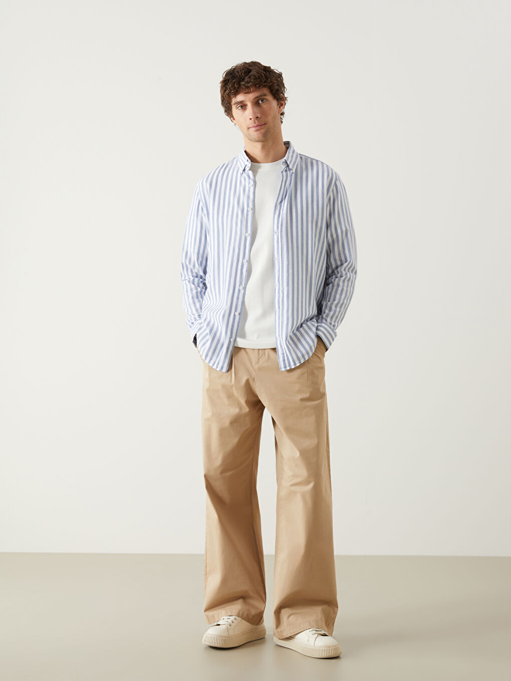 Mavi Regular Fit Uzun Kollu Çizgili Poplin Erkek Gömlek-1