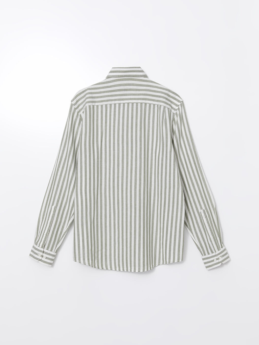 Regular Fit Long Sleeve Striped Poplin Men's Shirt-5