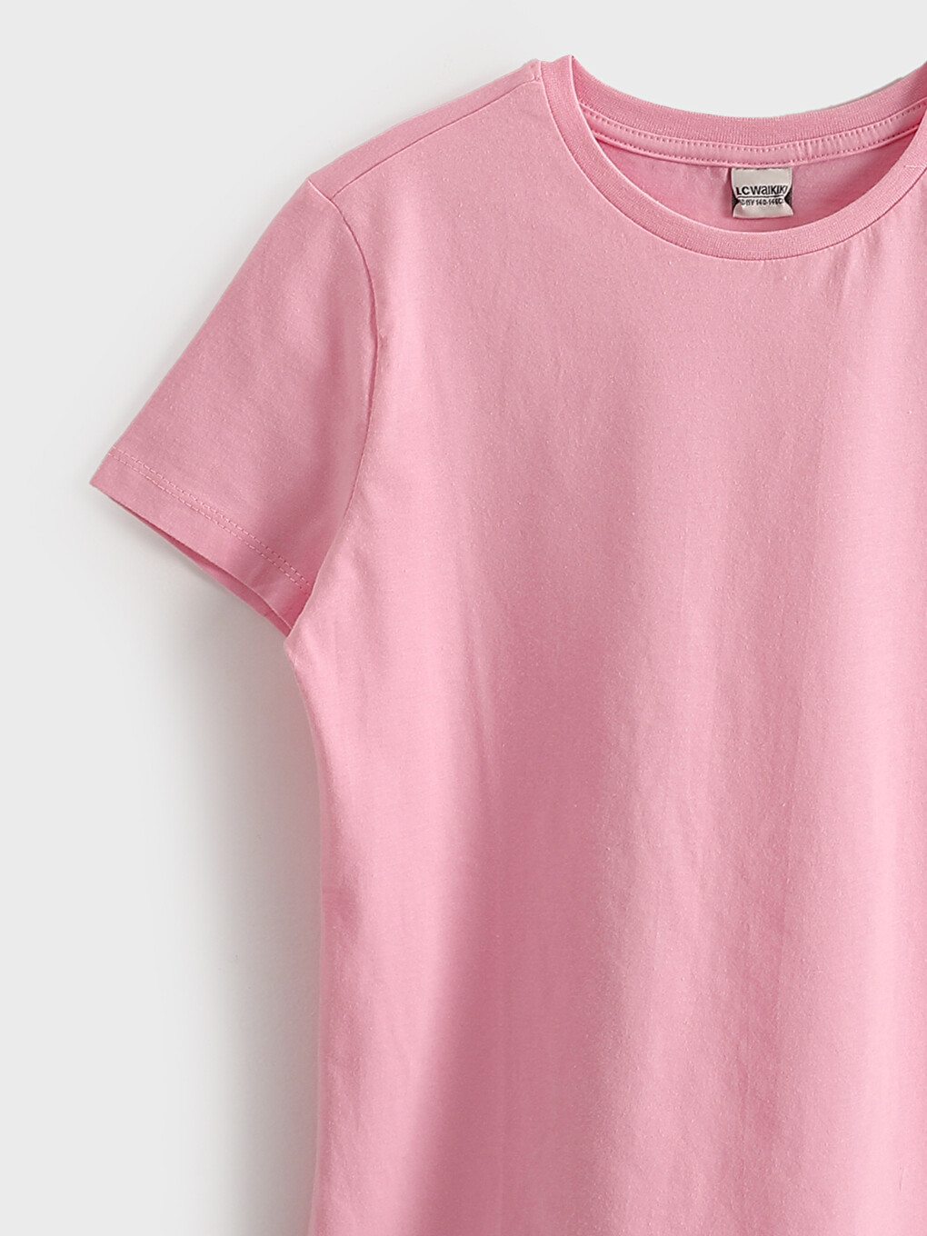 Crew Neck Plain Girls' T-shirt-2