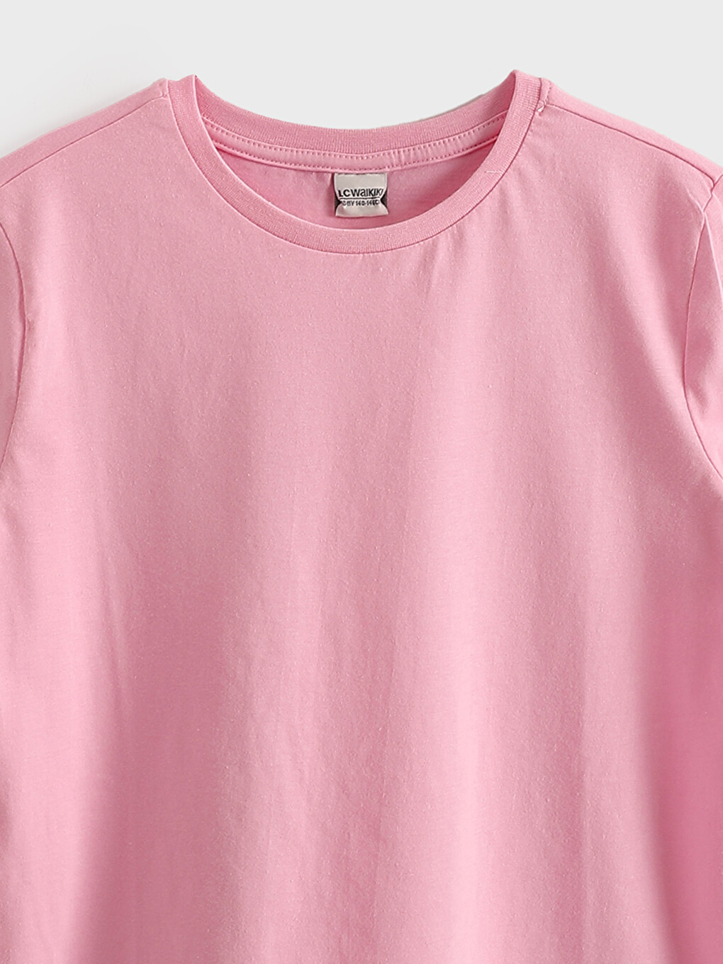 Crew Neck Plain Girls' T-shirt-3
