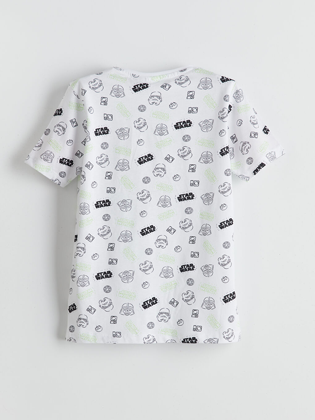 Beyaz Bisiklet Yaka Star Wars Baskılı Erkek Çocuk Pijama Üst-1