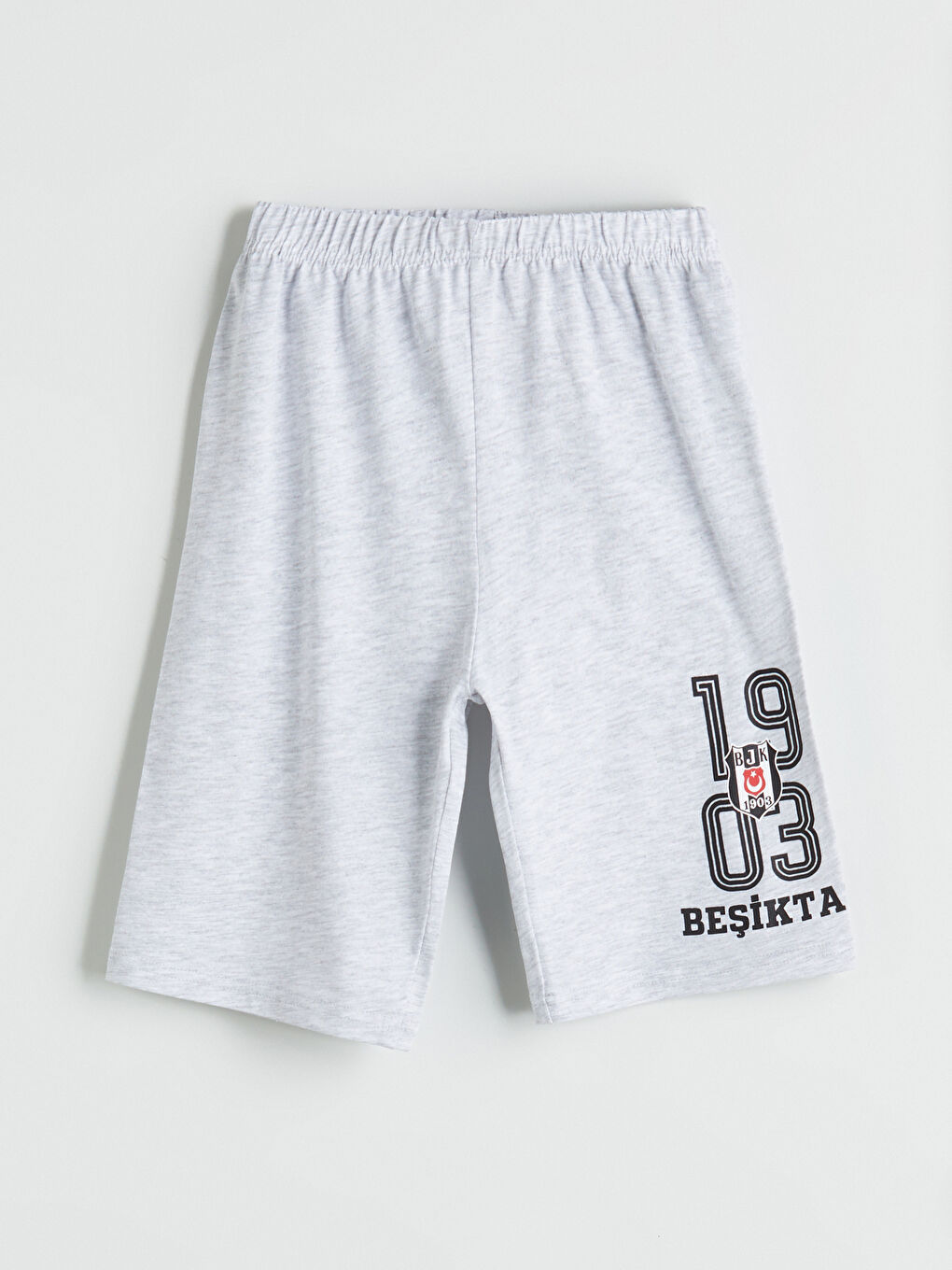 Gri Beli Lastikli Beşiktaş Baskılı Erkek Çocuk Pijama Şort
