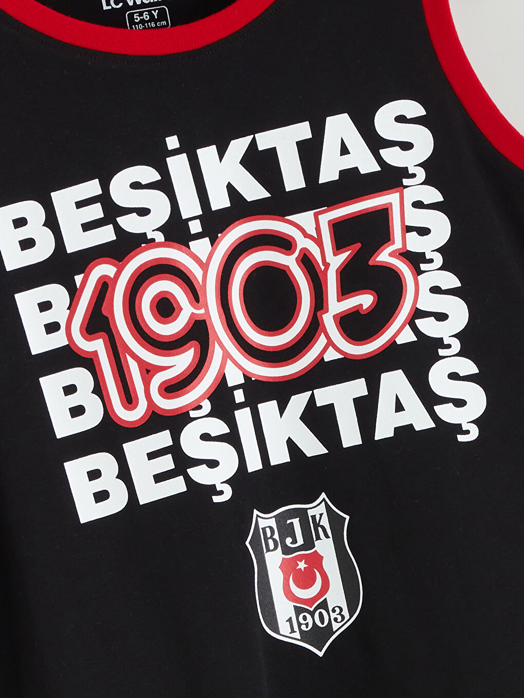 Siyah Bisiklet Yaka Beşiktaş Baskılı Erkek Çocuk Şortlu Pijama Takımı-2