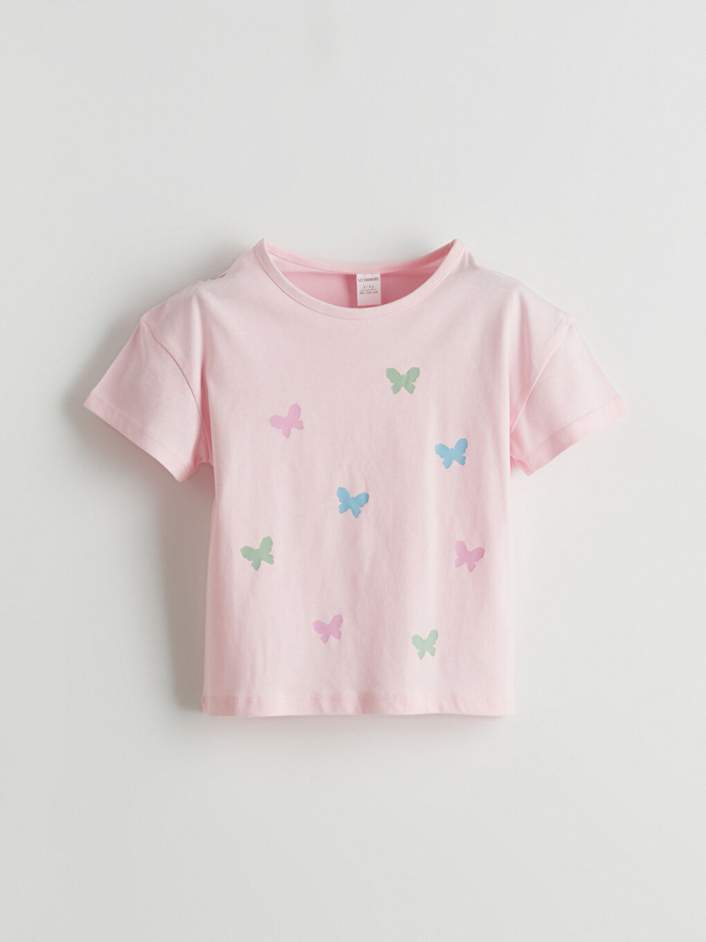 تيشيرت جيرسي مطبوع بياقة دائرية للبنات