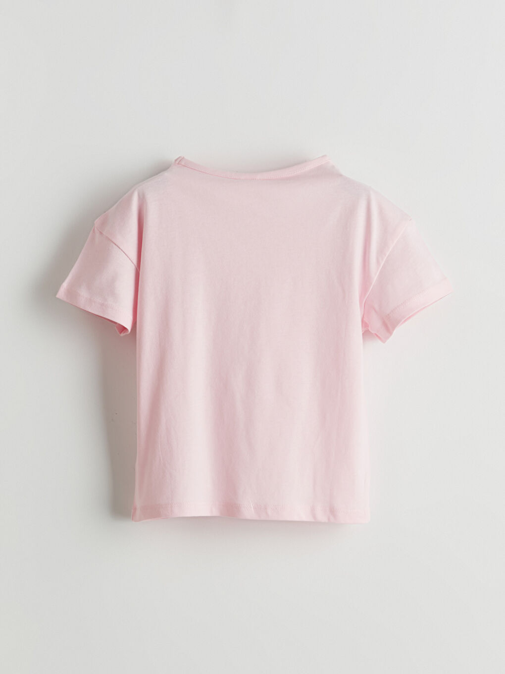 تيشيرت جيرسي مطبوع بياقة دائرية للبنات-2