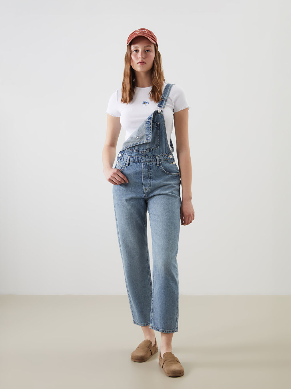 Square Neck Women'S Denim Salopette -S5EA10Z8-K9M