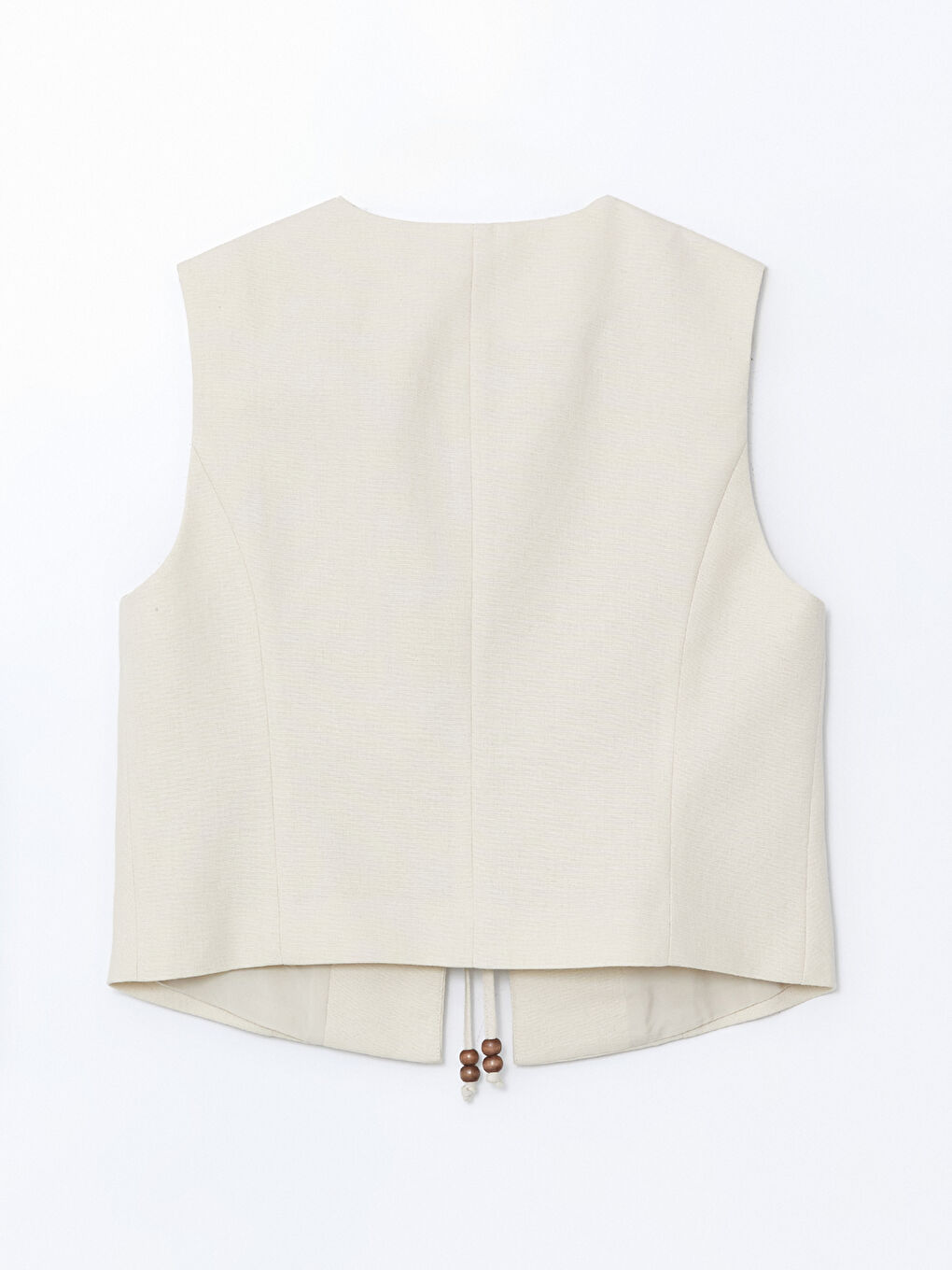 V-Neck Linen Blend Women's Classic Waistcoat -S5EA17Z8-CR8