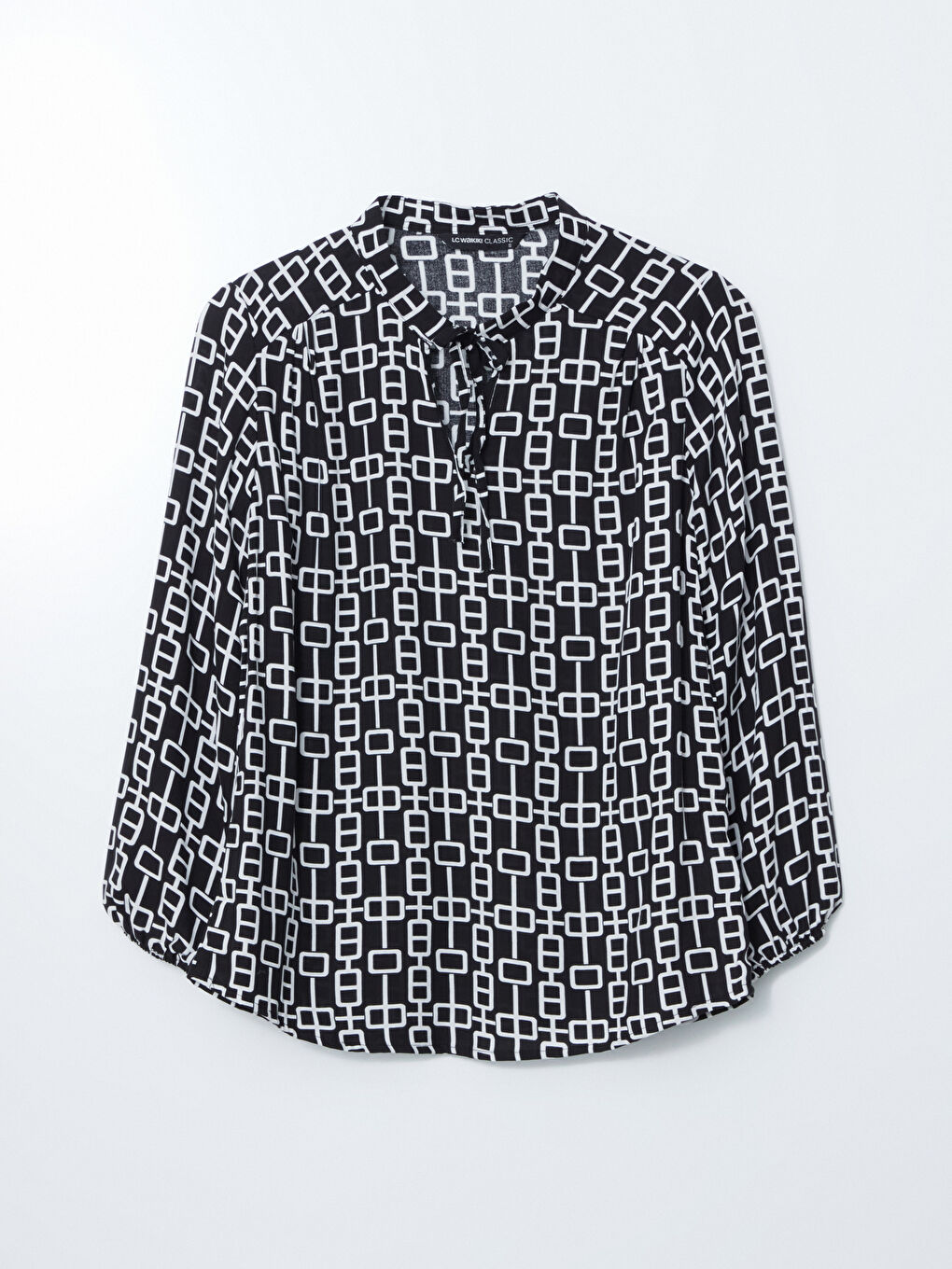 Tie Neck Patterned Women's Blouse -S5EA19Z8-LQJ