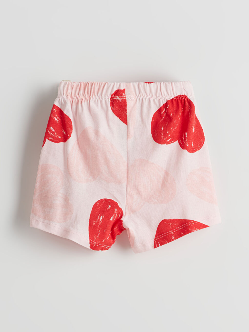 Pembe Kalp Baskılı Kız Bebek Şort-1