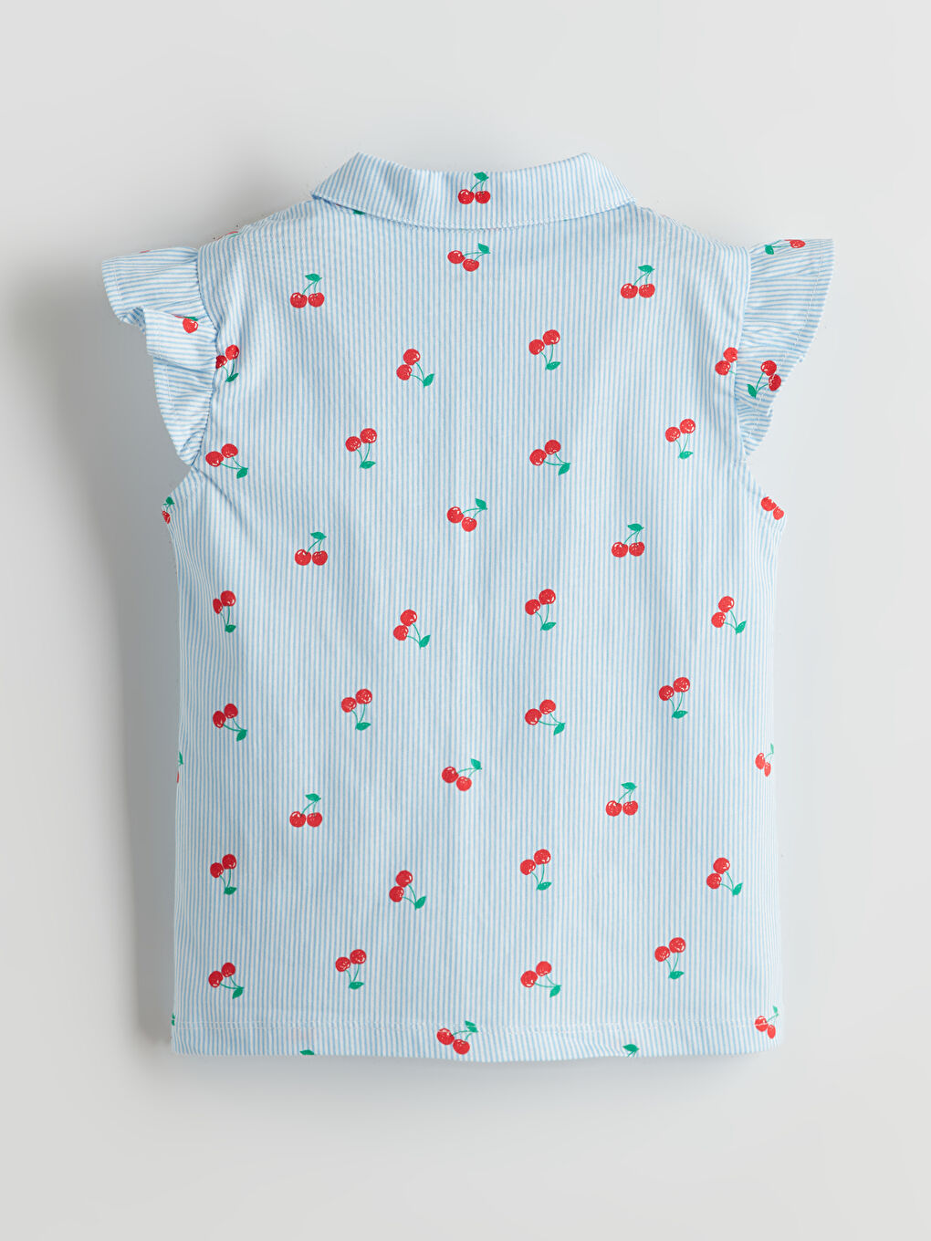 Ekru Bebe Yaka Kiraz Baskılı Kız Bebek Tişört-1