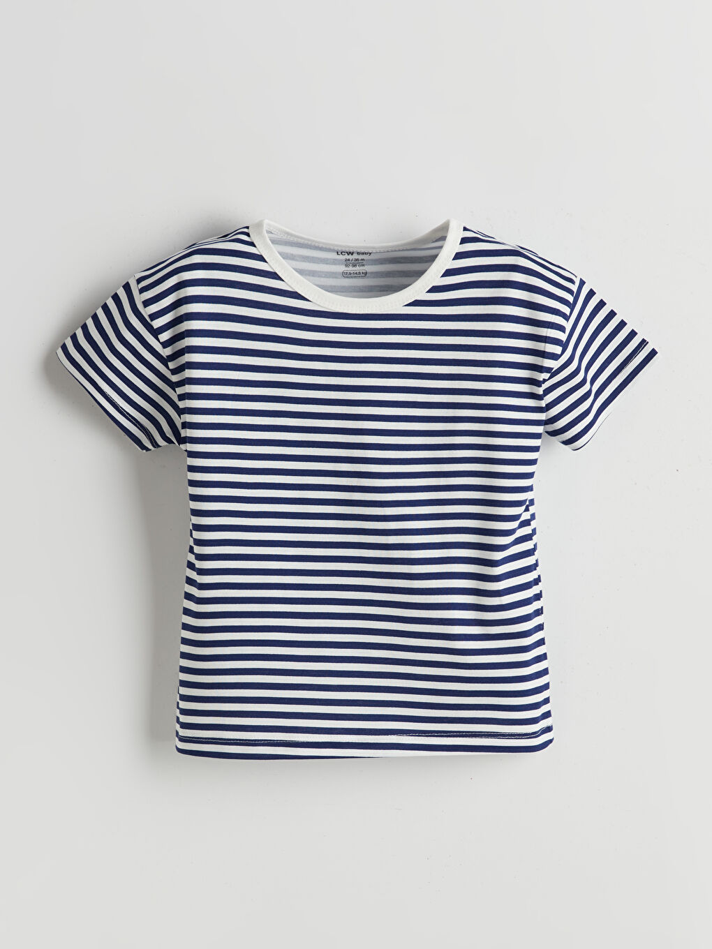 Ekru Bisiklet Yaka Çizgili Erkek Bebek Pijama Üst