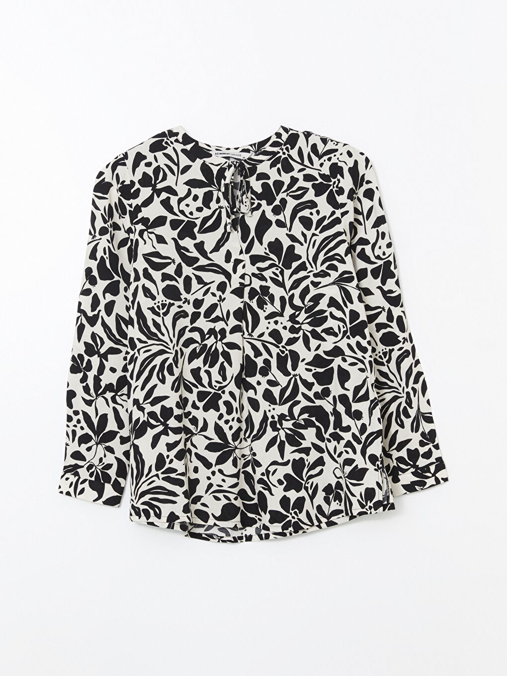 Tie Neck Patterned Blouse-4